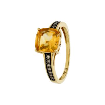 Золотое кольцо с разноцветными камнями CTCH