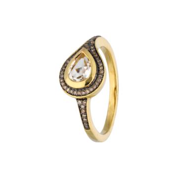 Золотое кольцо с разноцветными камнями WTCH