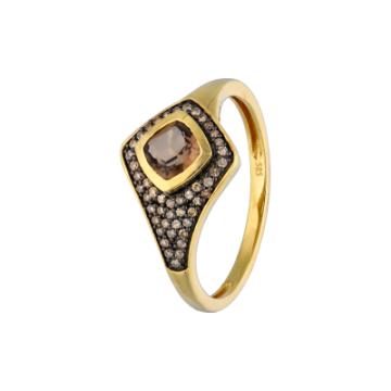 Золотое кольцо с разноцветными камнями SMCH