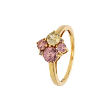 Золотое кольцо с разноцветными камнями ZI